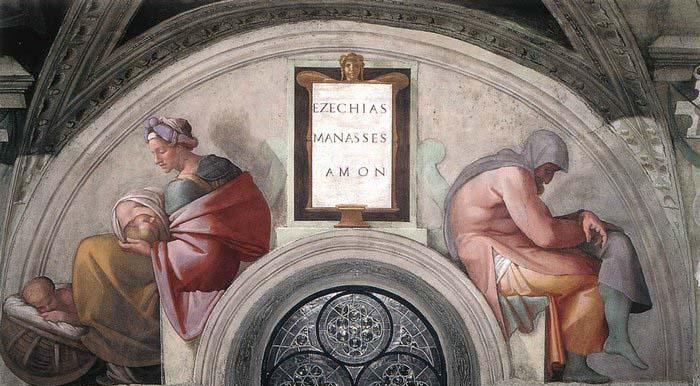 Michelangelo Buonarroti Hezekiah - Manasseh Spain oil painting art